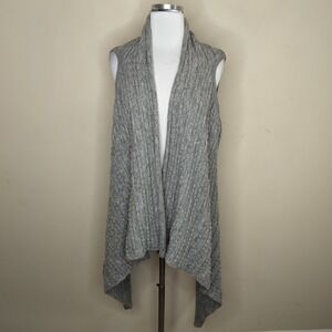 Sarah Pacini Wool Cardigan Draped Front / Safety Pin Back Zip Artsy